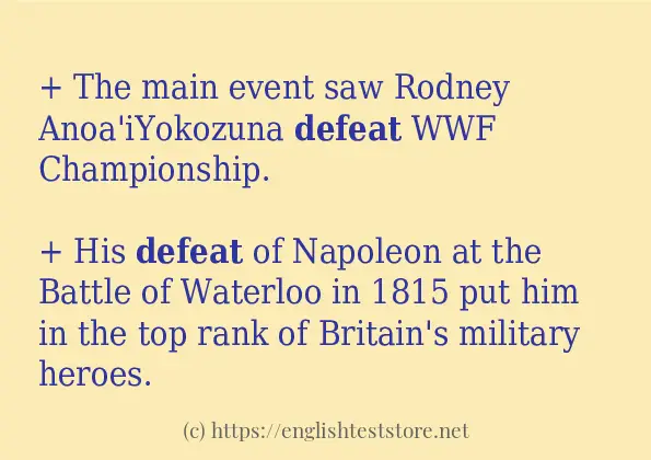 Some sentences in use of defeat