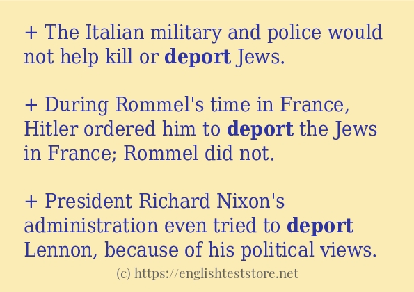 Some sentences in use of deport