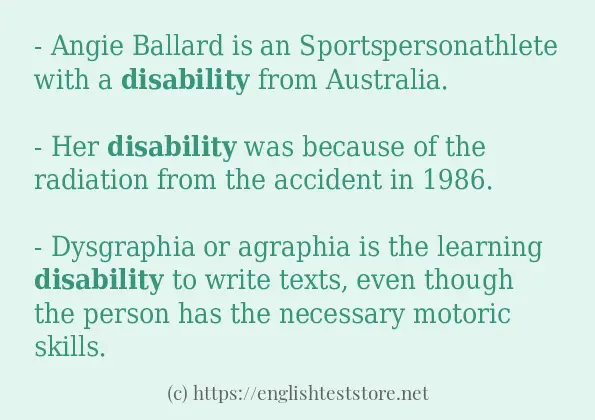 Some sentences in use of disability