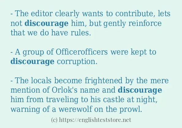 Some sentences in use of discourage