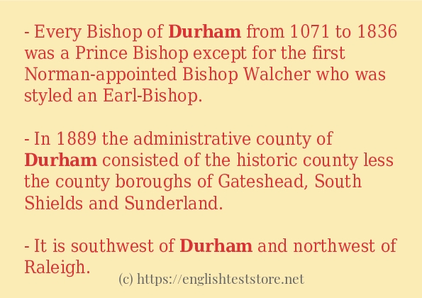 Some sentences in use of durham