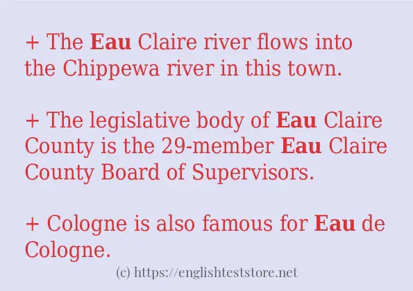 Some sentences in use of eau