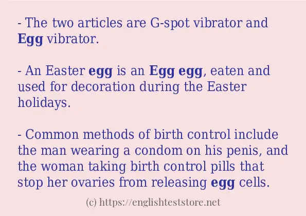 Some sentences in use of egg