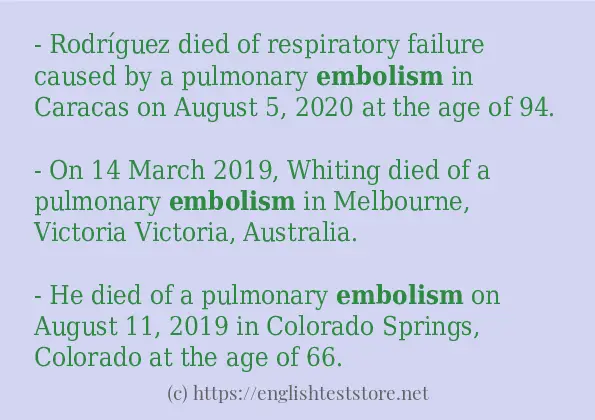 Some sentences in use of embolism