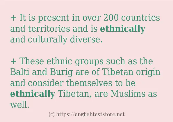 Some sentences in use of ethnically