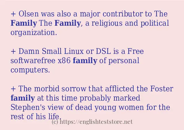 Some sentences in use of family