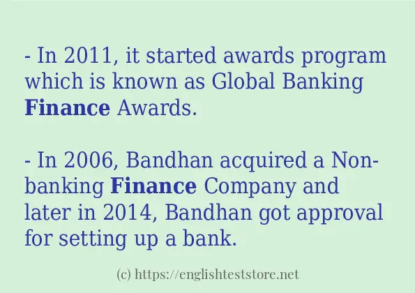 Some sentences in use of finance