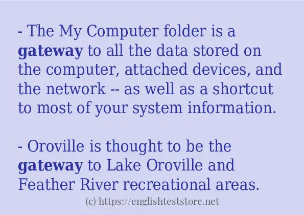 Some sentences in use of gateway