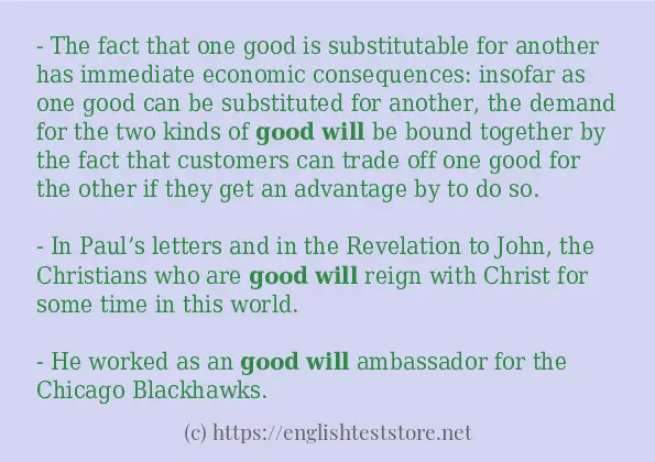 Some sentences in use of good will