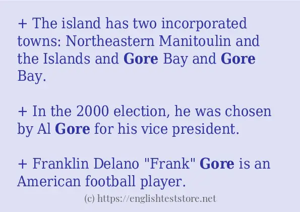 Some sentences in use of gore