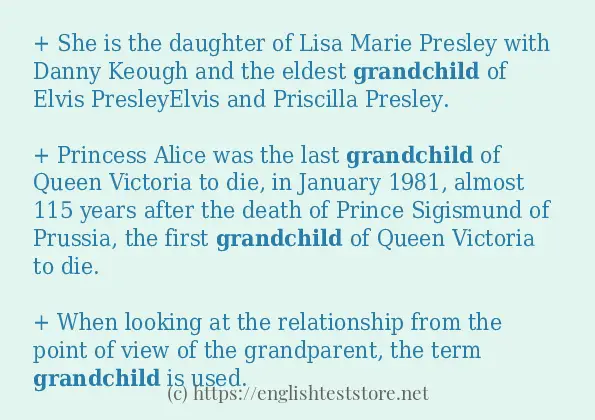 Some sentences in use of grandchild