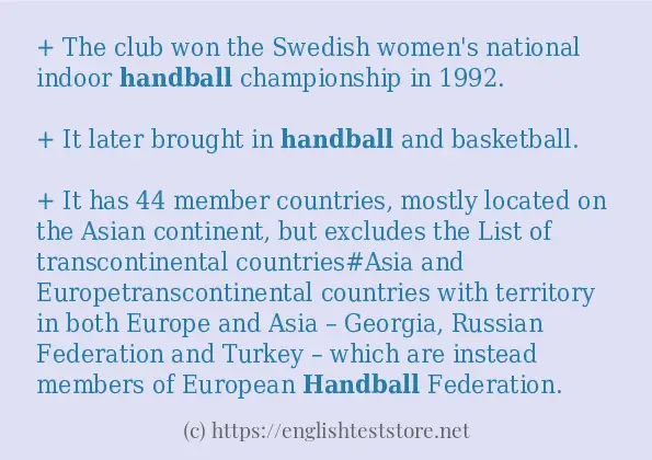 Some sentences in use of handball