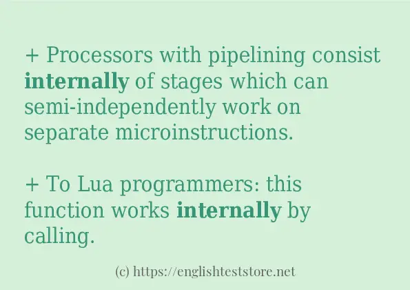 Some sentences in use of internally Some sentences in use of internally