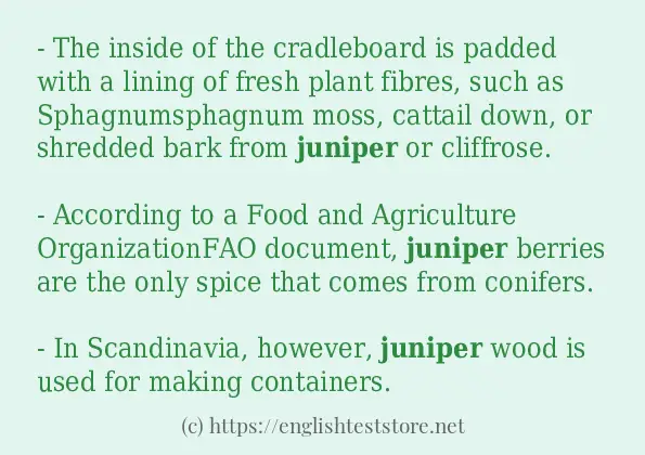 Some sentences in use of juniper Some sentences in use of juniper
