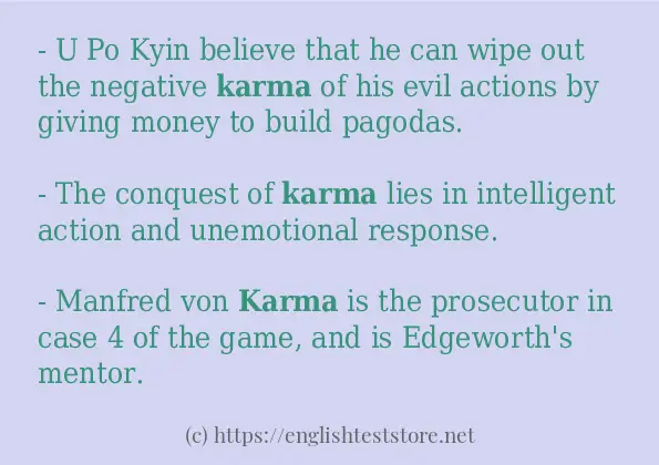 Some sentences in use of karma