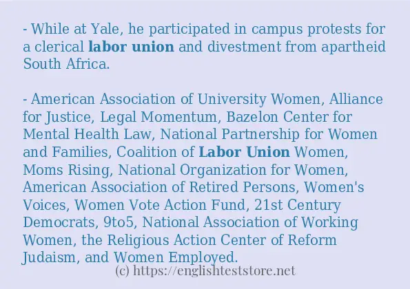 Some sentences in use of labor union