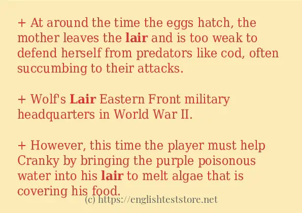 Some sentences in use of lair