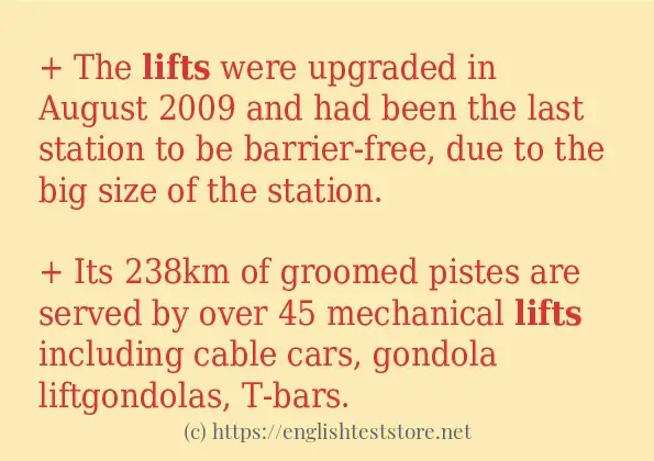 Some sentences in use of lifts