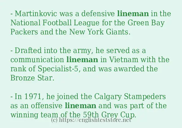 Some sentences in use of lineman Some sentences in use of lineman