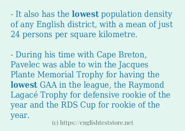 Some sentences in use of lowest