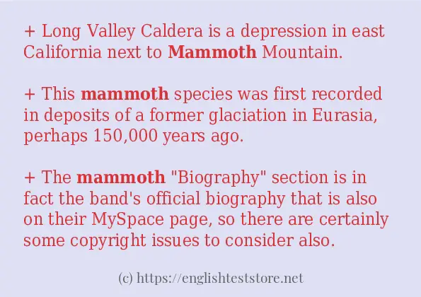 Some sentences in use of mammoth