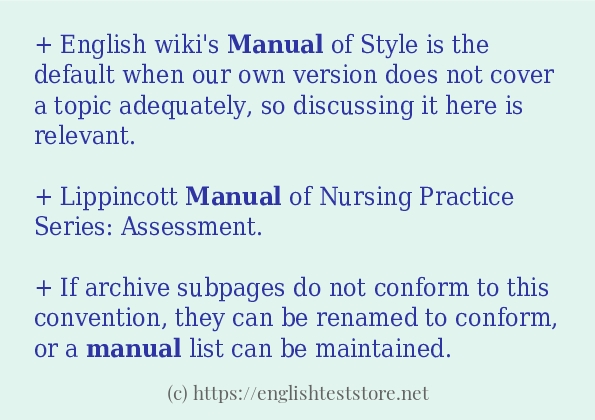 Some sentences in use of manual