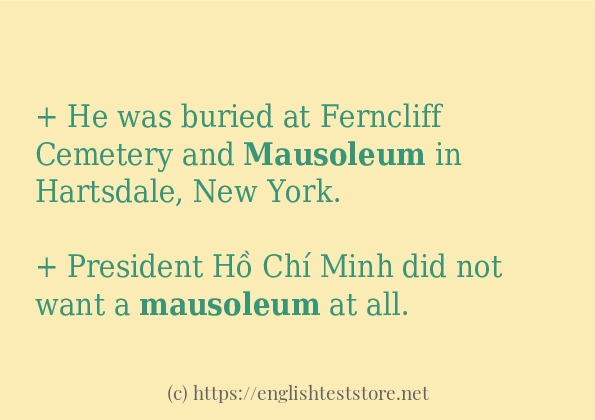 Some sentences in use of mausoleum