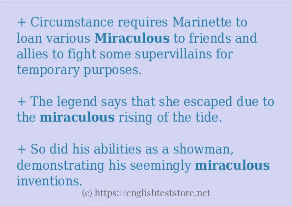 Some sentences in use of miraculous