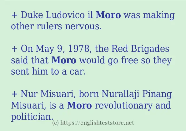 Some sentences in use of moro