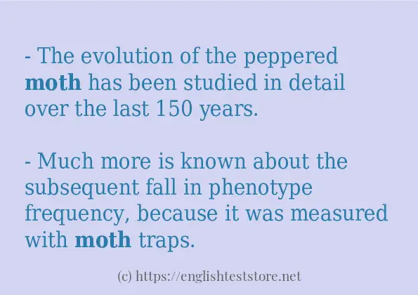 Some sentences in use of moth