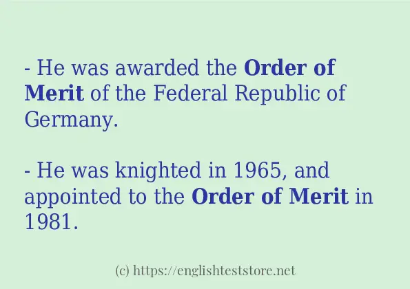 Some sentences in use of order of merit