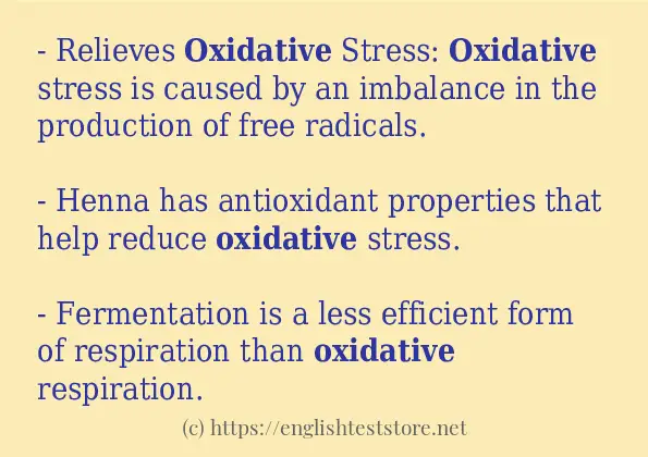 Some sentences in use of oxidative