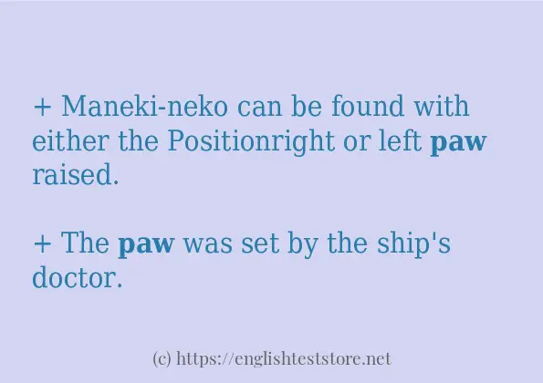 Some sentences in use of paw