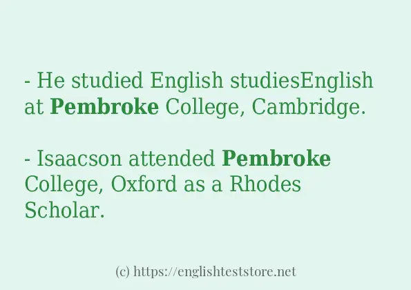 Some sentences in use of pembroke Some sentences in use of pembroke