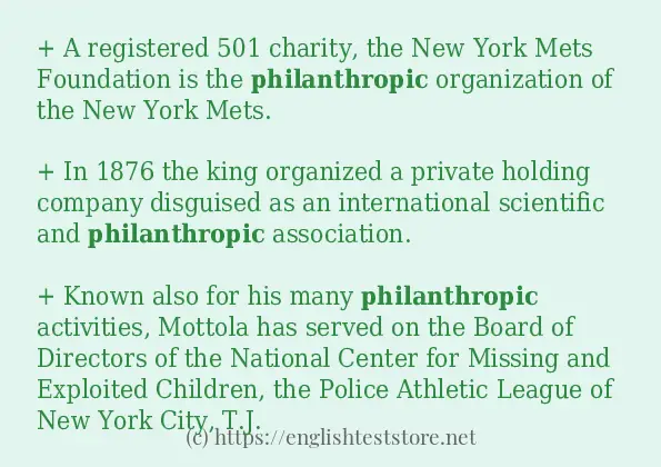 Some sentences in use of philanthropic