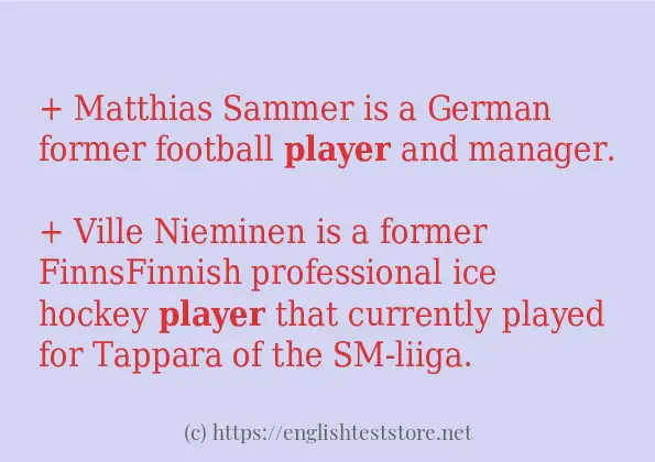 Some sentences in use of player