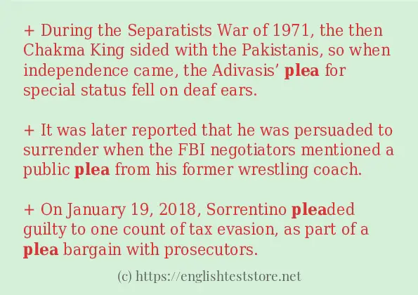 Some sentences in use of plea