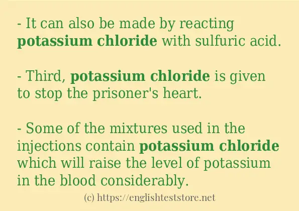 Some sentences in use of potassium chloride