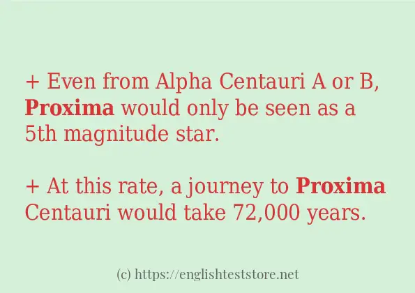 Some sentences in use of proxima