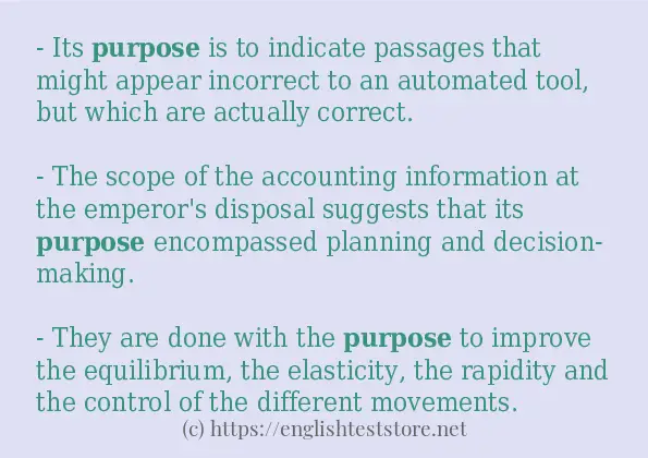 Some sentences in use of purpose