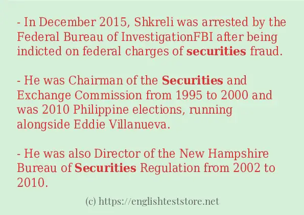 Some sentences in use of securities
