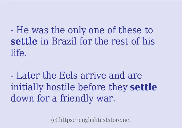 Some sentences in use of settle