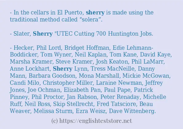 Some sentences in use of sherry