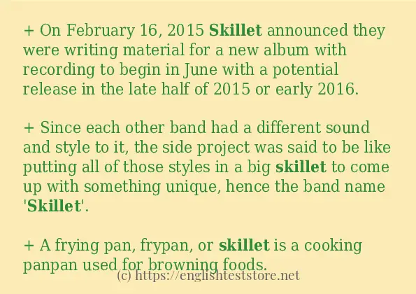 Some sentences in use of skillet
