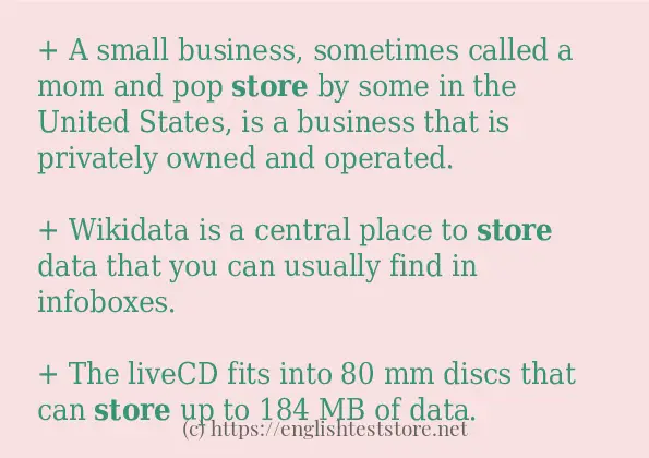 Some sentences in use of store