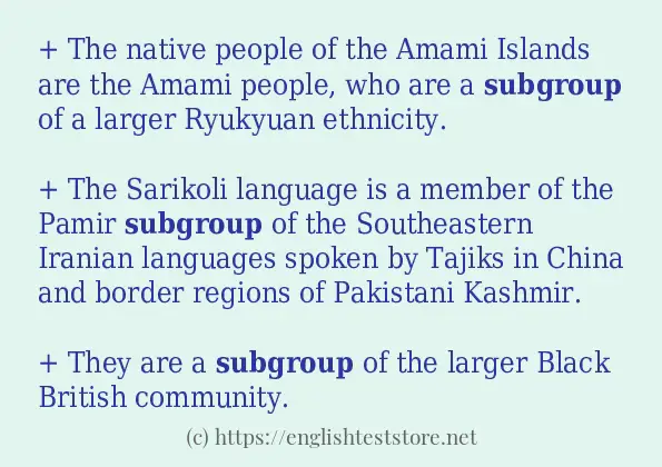 Some sentences in use of subgroup