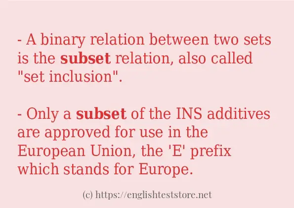 Some sentences in use of subset