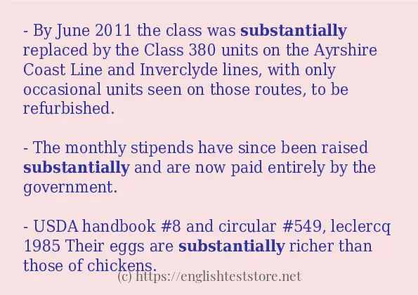 Some sentences in use of substantially