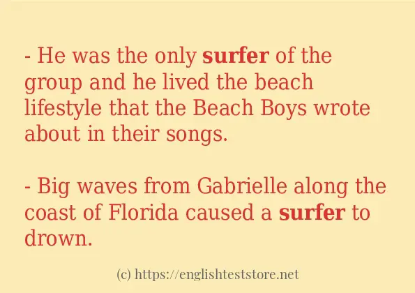 Some sentences in use of surfer