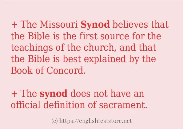 Some sentences in use of synod